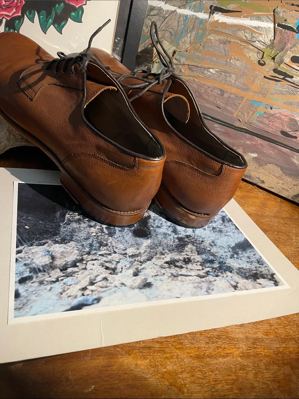Gordon Rush Brown Pebbled Leather Derby Shoes